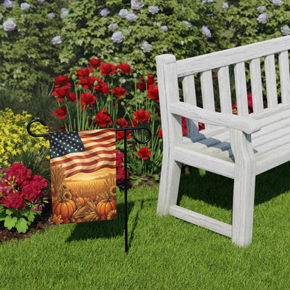 Patriotic Fall Flag: Stars, Stripes & Pumpkin Harvest Decor