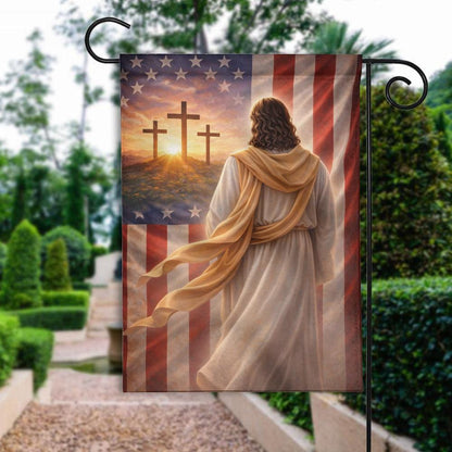 Religious American Jesus Spring Garden Flag: Patriotic Yard Banner