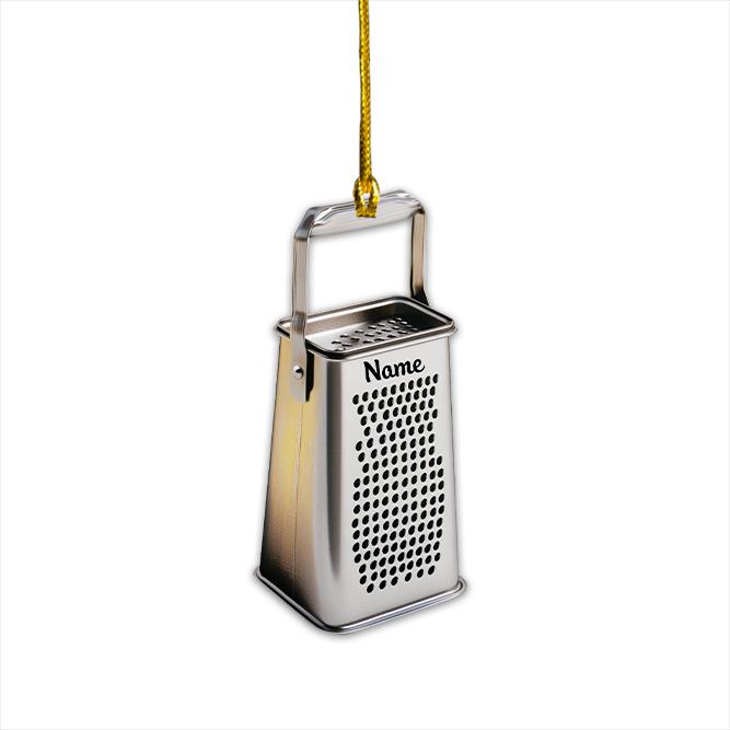 Personalized Cheese Grater Christmas Ornament – Custom Cooking Ornament, Cheese Lover Holiday Gift, Chef & Kitchen Christmas Decor
