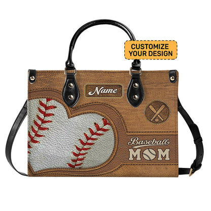 Gift for Baseball Mom- Personalized Leather Handbag for Baseball Lover ID-0703-KI0T