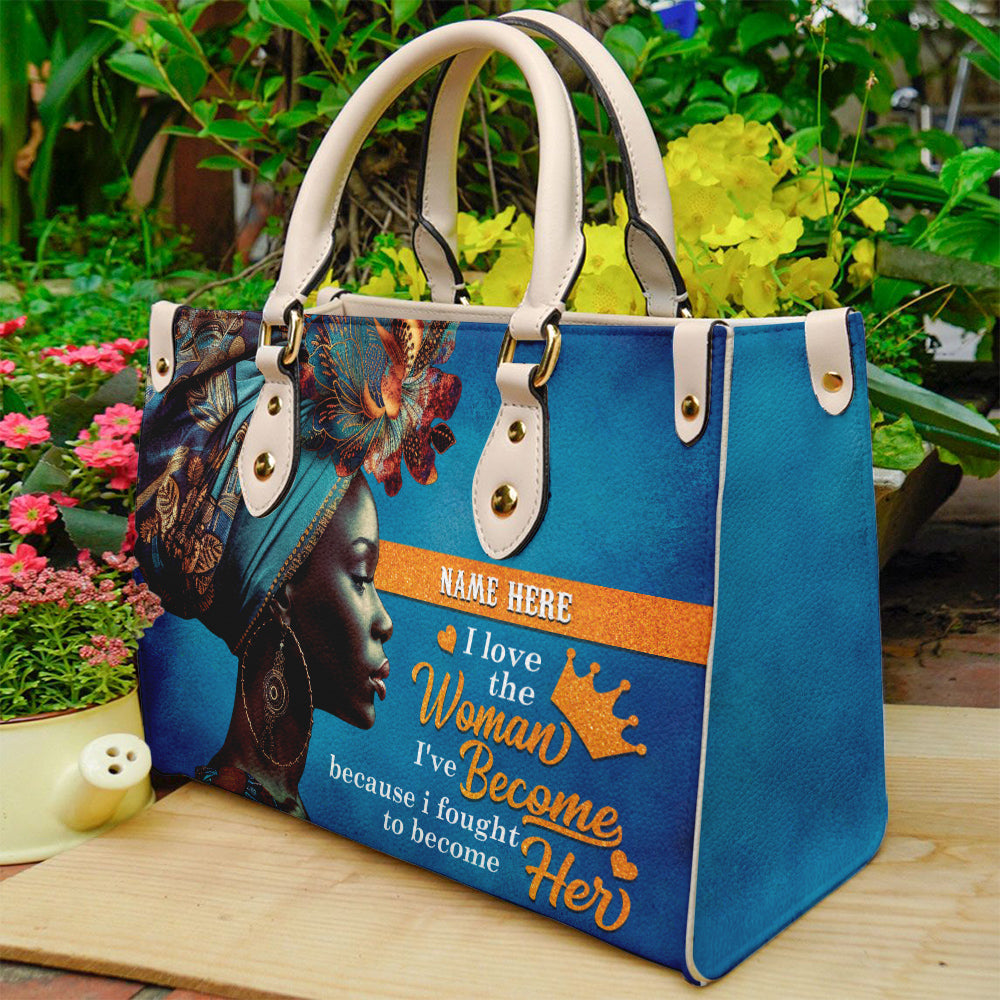 The Woman I've Become Motivational Bag- Personalized PU Leather Handbag For African American Women ID-0322-WPYA