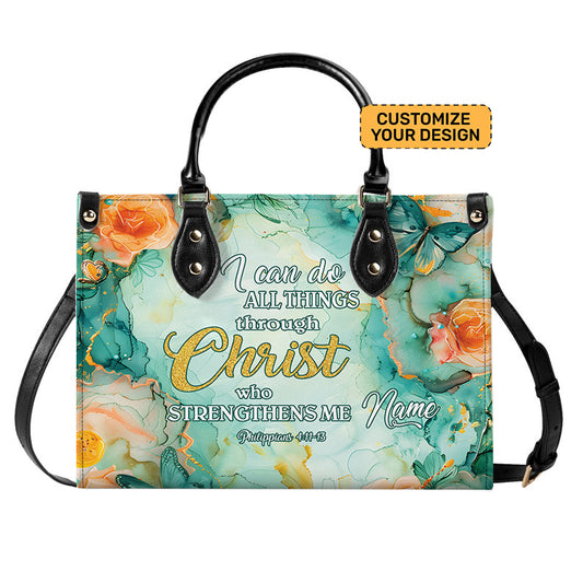 I Can Do All Things Christian Bible Verse Leather Handbag ID-0708-8KGV