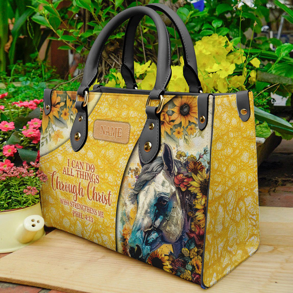 I Can Do All Things Christ Bible Verse Bag, Personalized Christian Leather Handbag Umds2-11