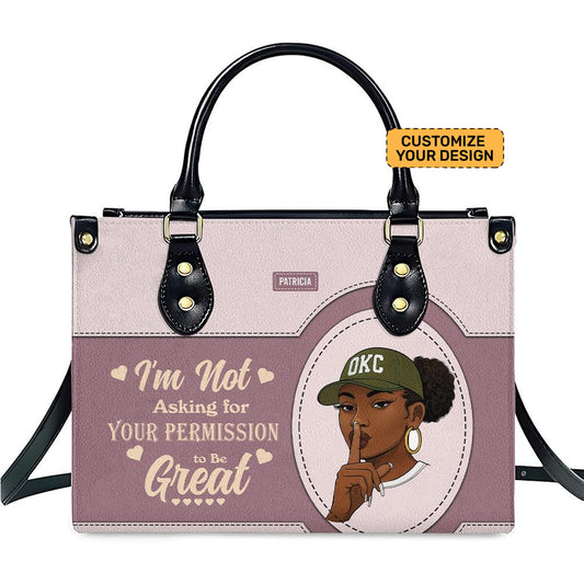 Strong Girl Pop Art Motivational PU Leather Handbag For Black Women Umds15