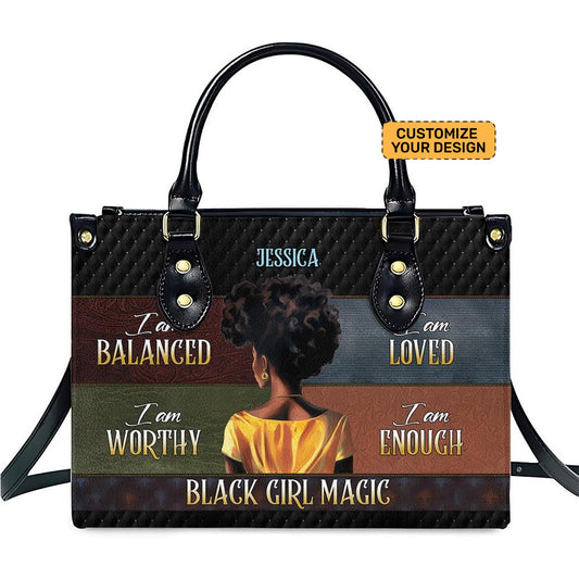 Black Girl Magic Motivational Bag- PU Leather Handbag For Black Women Umu1-39
