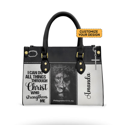 I Can Do All Things Through Christ Who Strengthens Me - Personalized Leather Handbag