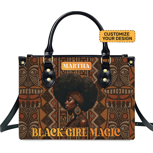 Black Girl Magic Handbag- Personalized Leather Handbag With Motivational African American Women ID-0517-6VFY
