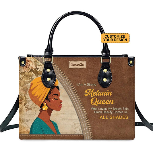Melanin Queen Motivational Bag For Black Girl- PU Leather Handbag Umu1-51