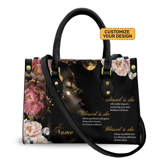 Blessed Is She Leather Handbag For Black Women ID-0322-E8CY