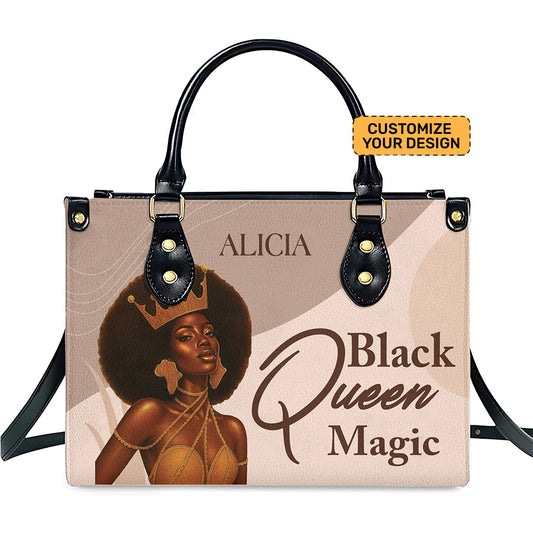 Black Queen Magic- Personalized PU Leather Handbag For Black Women ID-0527-75PS