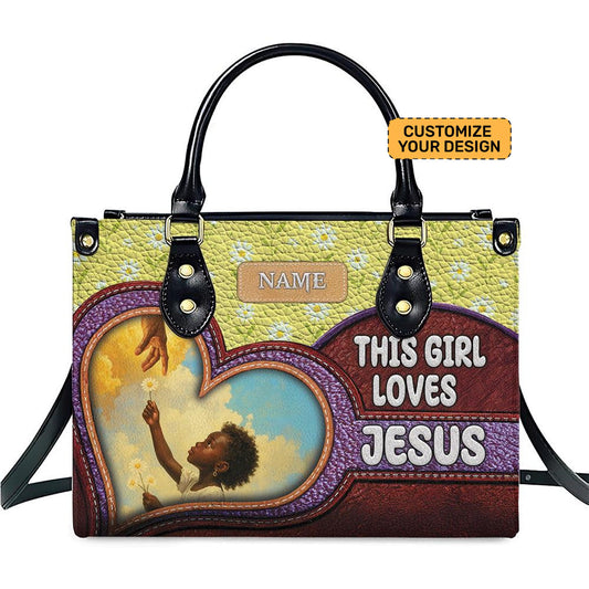 This Girl Loves Jesus PU Leather Handbag- Bible Verse Bag For Her Umds29