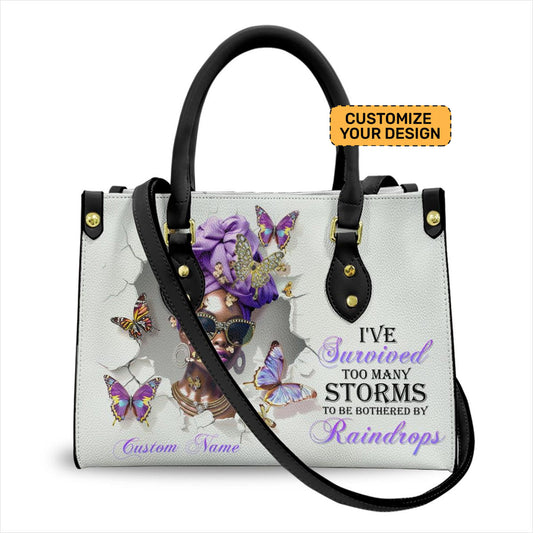 I've Survived Too Many Storms Inspirational Leather Handbag For Black Women ID-0417-JMYH