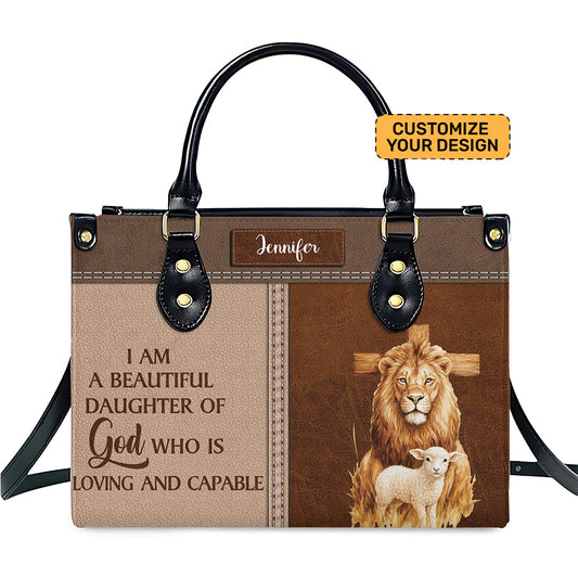 Daughter Of God PU Leather Handbag- Motivational Religious Bag For Women ID-0528-BHVL