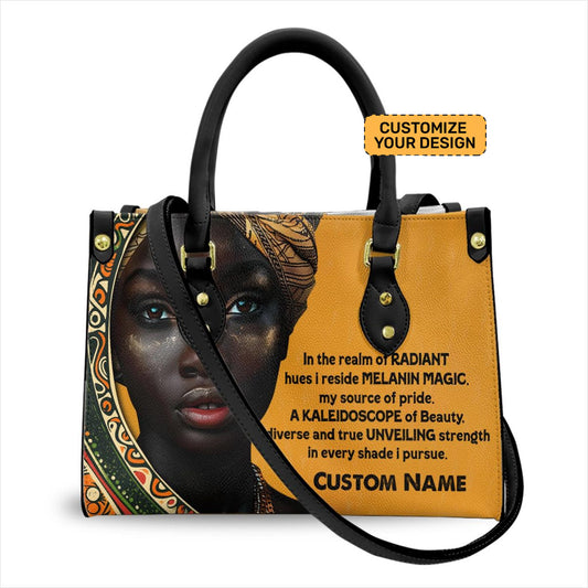 Melanin Magic Custom PU Leather Handbag For Black Women ID-0417-ZWZV