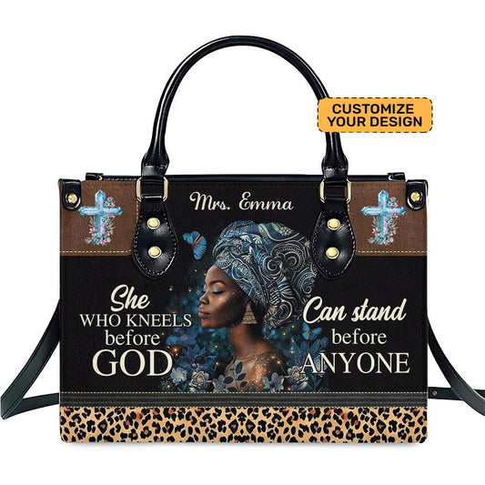 Leather Handbag For African American Women, She Kneels Before God Bible Bag For Christian ID-0321-W0K4