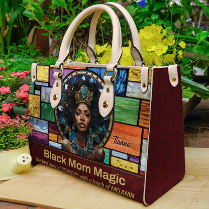 Black Mom Magic- Personalized Motivational Leather Handbag For Black Women ID-0322-1TSN
