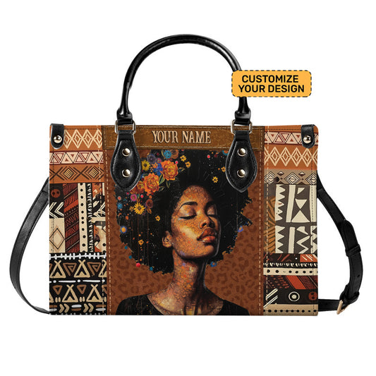 Black Girl Magic Personalized PU Leather Handbag- African American Women Bag ID-0416-PD52