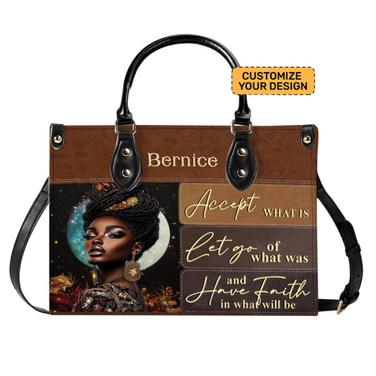 Black Queen Have Faith In What Will Be PU Leather Handbag For Christian ID-0408-QRJY