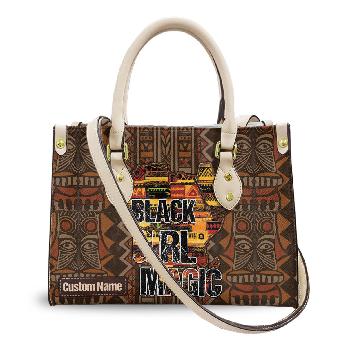 Black Girl Magic PU Leather Handbag- Personalized African American Women Bags ID-0416-XCKO