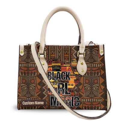 Black Girl Magic PU Leather Handbag- Personalized African American Women Bags ID-0416-XCKO