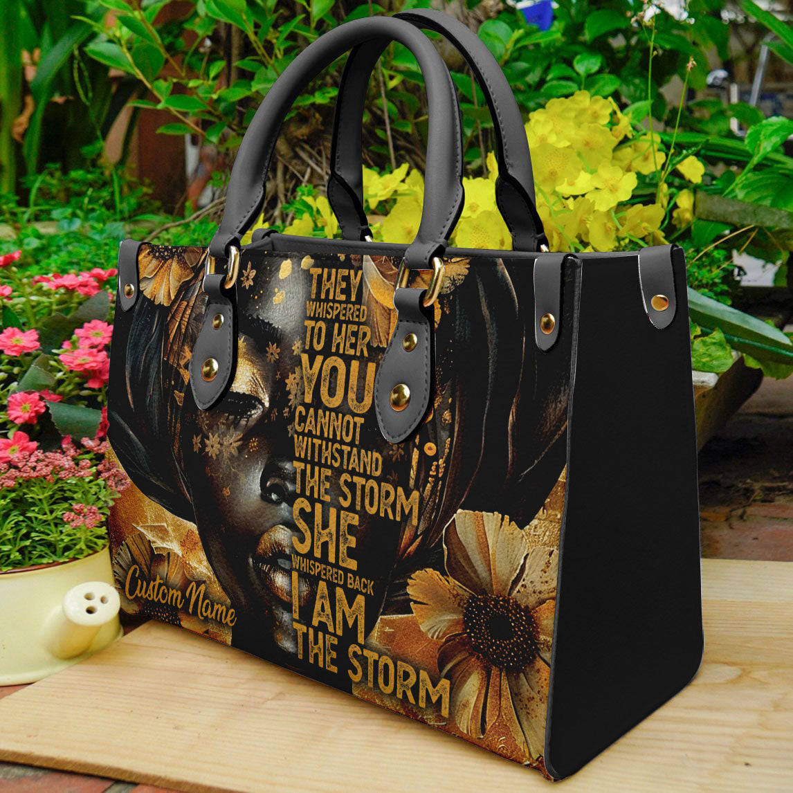 I Am The Storm Inspirational Leather Handbag for Black Women ID-0322-GVEL