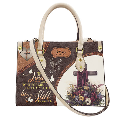 The Lord Will Fight For Me Personalized PU Leather Handbag For Christian ID-0324-TK6E
