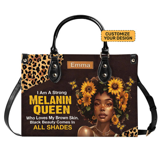 Personalized Strong Melanin Black Queen Leather Handbag ID-0322-2XZW