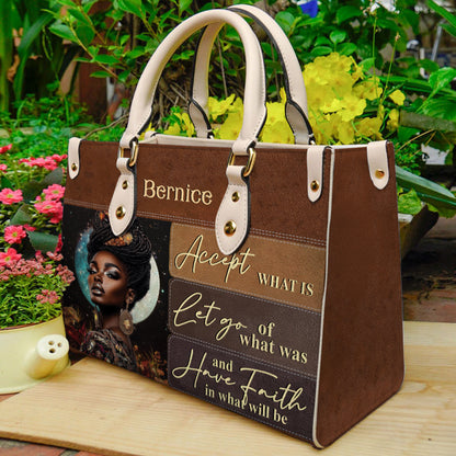 Black Queen Have Faith In What Will Be PU Leather Handbag For Christian ID-0408-QRJY