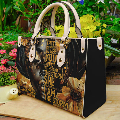 I Am The Storm Inspirational Leather Handbag for Black Women ID-0322-GVEL