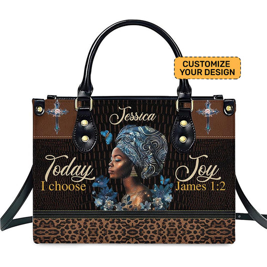 Today I Choose Joy Jesus Motivational Handbag- Personalized PU Leather Handbag For Black Women Umu1-4