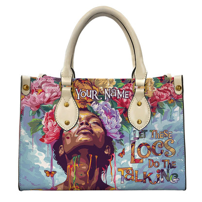 Let these Locs Do the Talking Black Queen Floral PU Leather Handbag ID-0408-BLZV