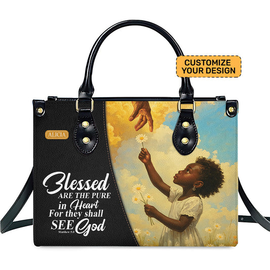 Christian Handbag Bible Verse Inspirational For Women- Personalized PU Leather Handbag For Black Girl Umds17
