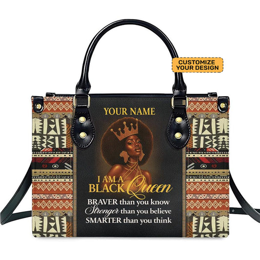 I Am A Black Queen Personalized Inspirational PU Leather Handbag For Black Women Umds28