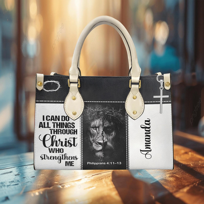 I Can Do All Things Through Christ Who Strengthens Me - Personalized Leather Handbag