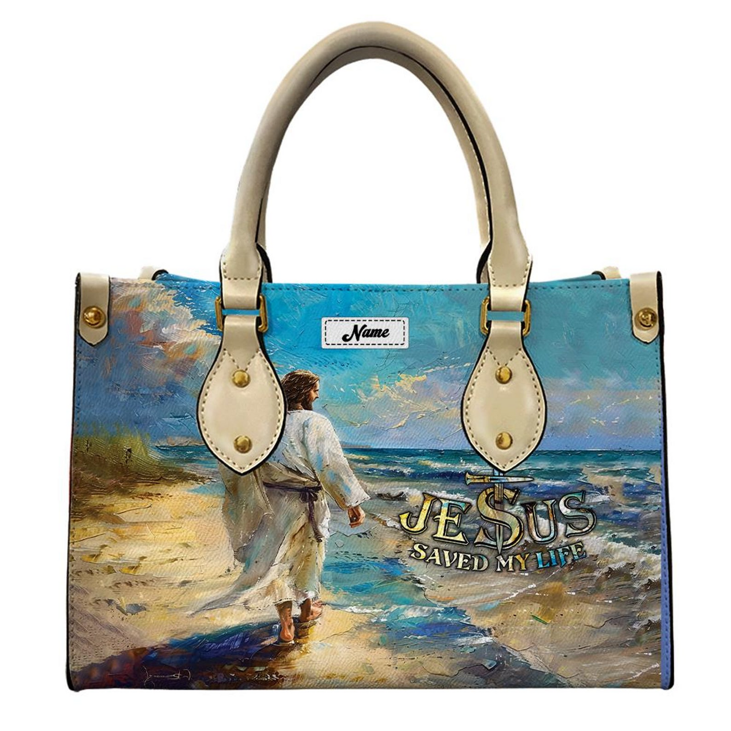 Jesus Saved My Life Bible - Personalized Leather Handbag