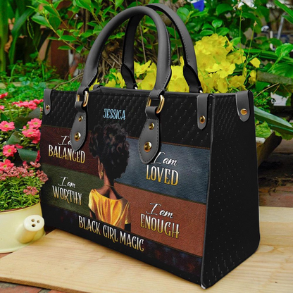 Black Girl Magic Motivational Bag- PU Leather Handbag For Black Women Umu1-39