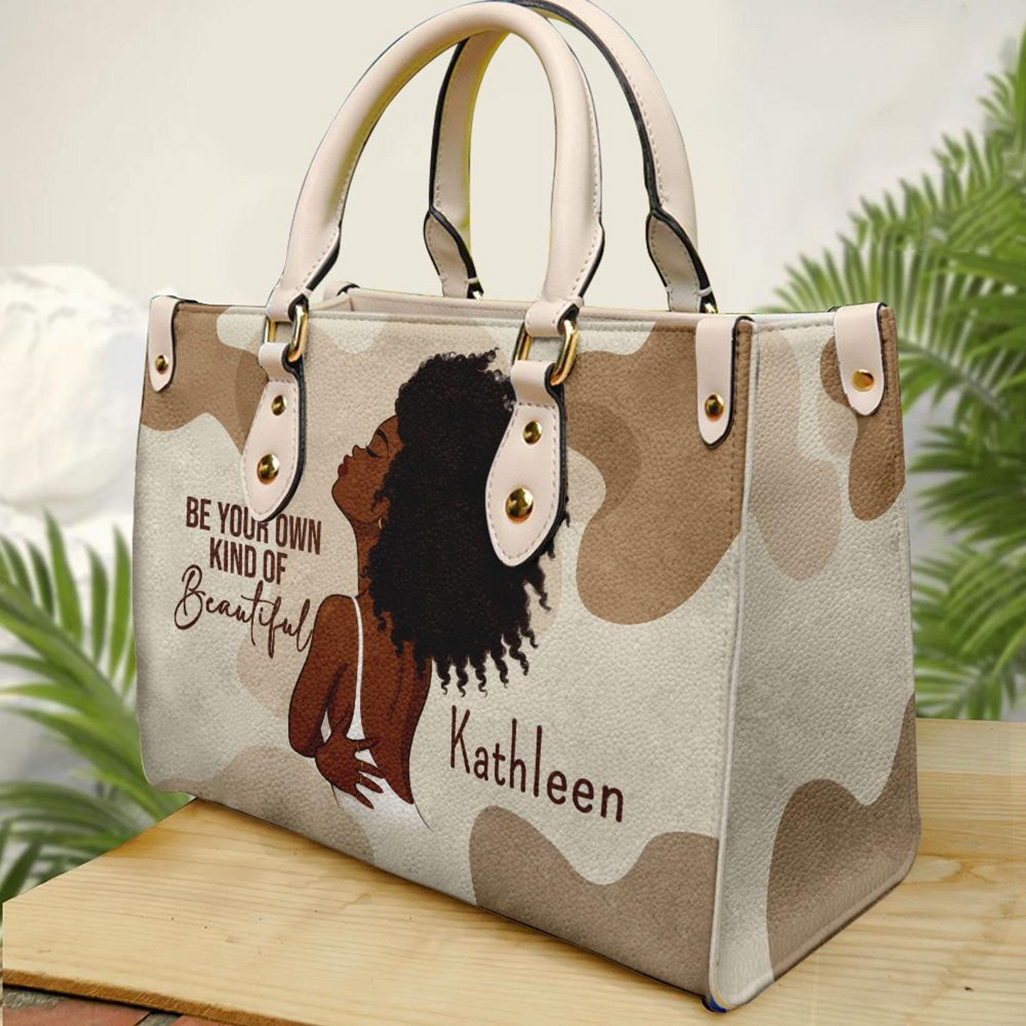 Be Your Own Kind Of Beautiful Inspirational Handbag- Personalized PU Leather Handbag For Black Women Umds11