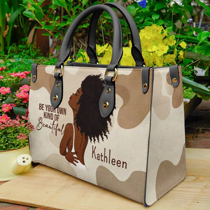 Be Your Own Kind Of Beautiful Inspirational Handbag- Personalized PU Leather Handbag For Black Women Umds11