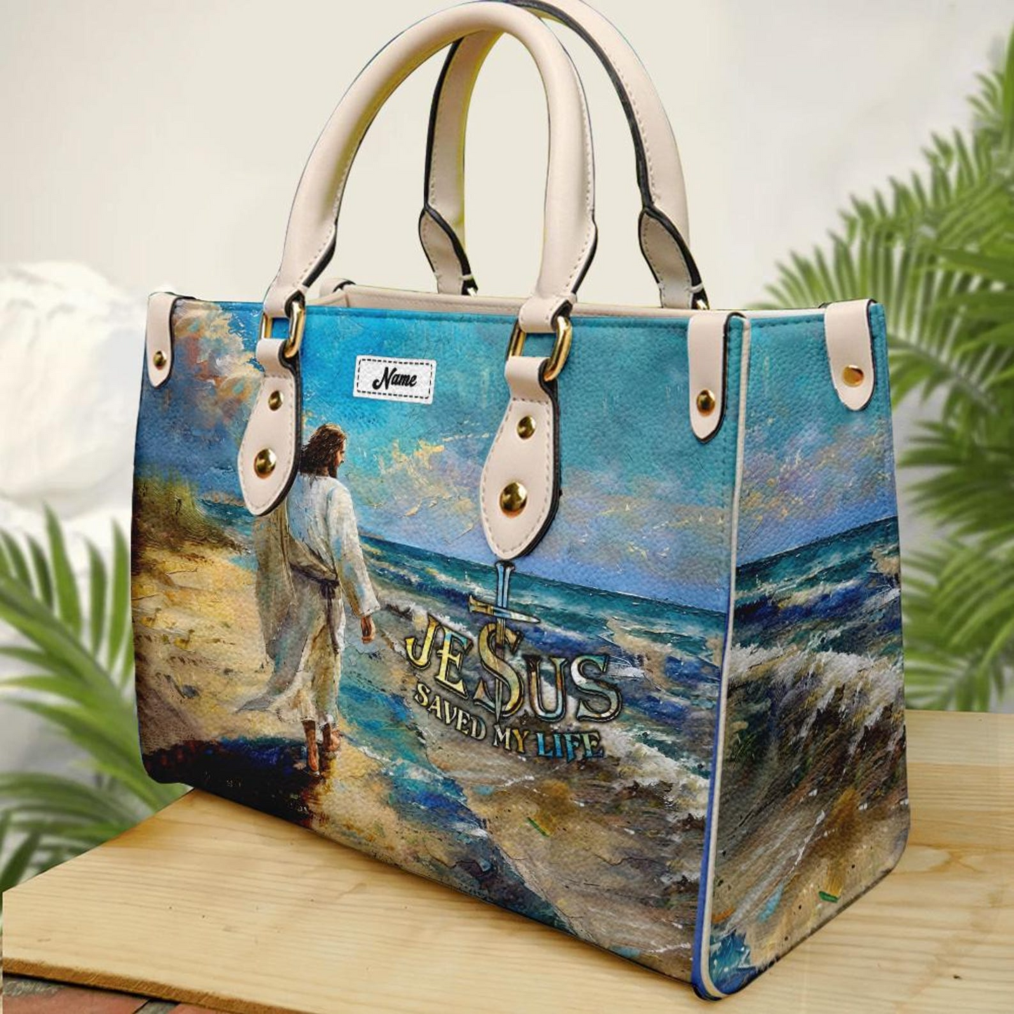 Jesus Saved My Life Bible - Personalized Leather Handbag