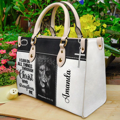 I Can Do All Things Through Christ Who Strengthens Me - Personalized Leather Handbag