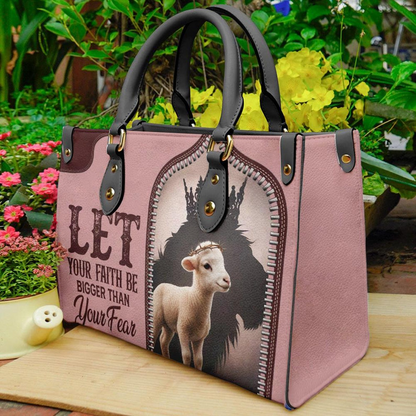 Let Your Faith Be Bigger Than Your Fear Jesus - Personalized Leather Handbag