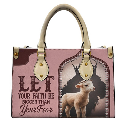 Let Your Faith Be Bigger Than Your Fear Jesus - Personalized Leather Handbag