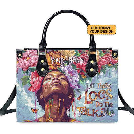 Let these Locs Do the Talking Black Queen Floral PU Leather Handbag ID-0408-BLZV